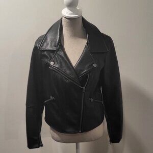 T Tahari XS/Small Faux Leather Moto Jacket Black, Never Worn
